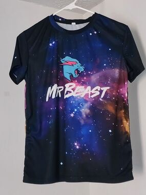 Rare MrBeast Galaxy Logo Tee - Blue & Purple